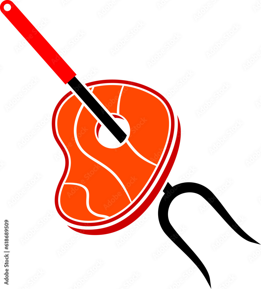 Beef with barbeque fork inside Beef with barbeque fork inside