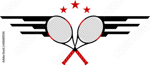 Tennis racket with wing and star