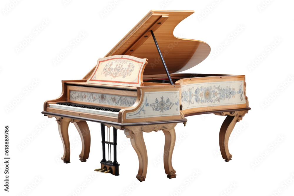 harpsichord isolated on a transparent background, generative ai harpsichord isolated on a transparent background, generative ai