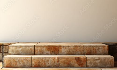 Clean and Refined  Stone Product Display Podium on a Beige Background  Accentuating the Beauty of Simplicity and Elegance