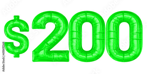 200 Dollar Green Balloons 3D