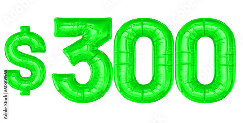 300 Dollar Green Balloons 3D