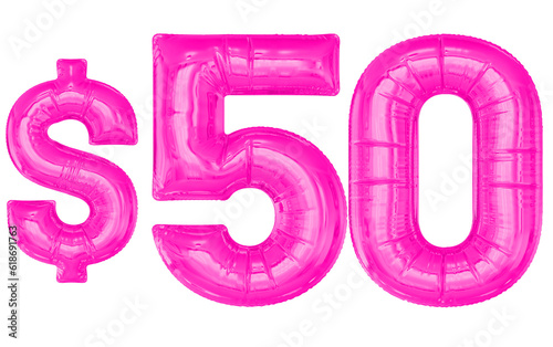 50 Dollar Pink Balloons 3D
