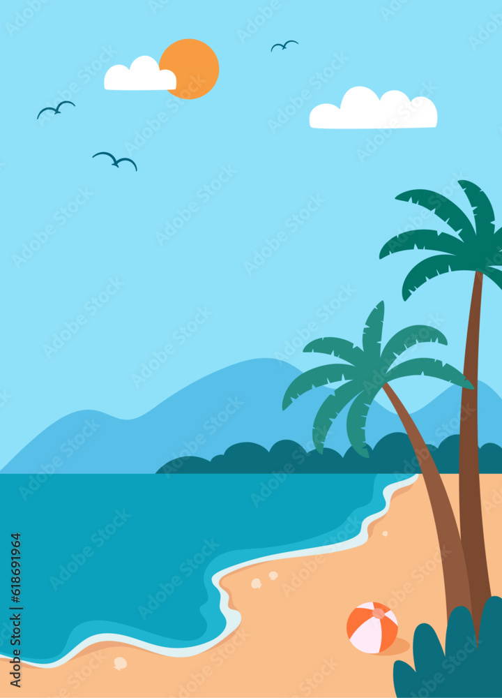 Fototapeta premium Summer beach portrait vector design