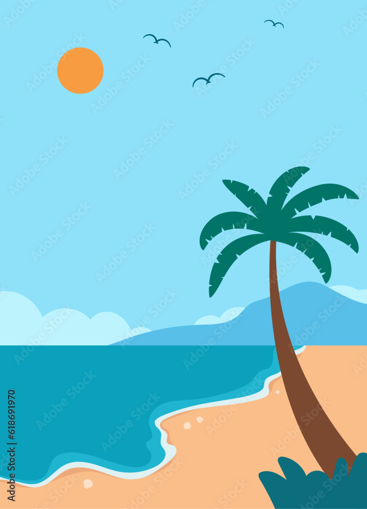 Summer beach portrait vector design