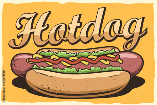 hotdog landscape vintage poster design