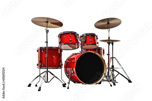 Foto drum set isolated on a transparent background, generative ai