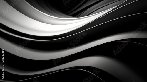 Abstract background with white and black waves generated ai