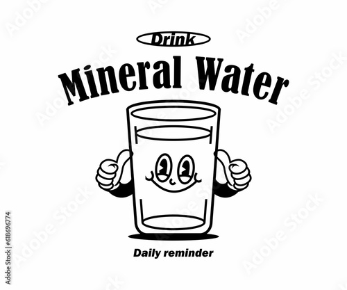  cartoon character of mineral water Graphic Design for T shirt Street Wear and Urban Style