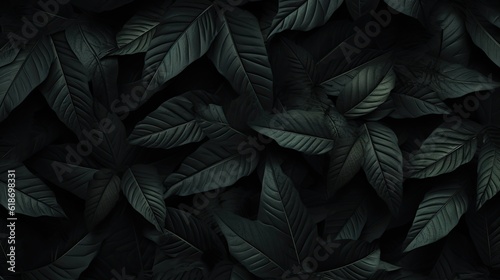 Tropical leaf in dark green texture generated ai