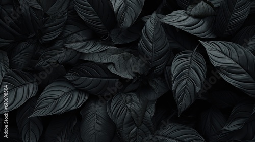 Tropical leaf in dark green texture generated ai