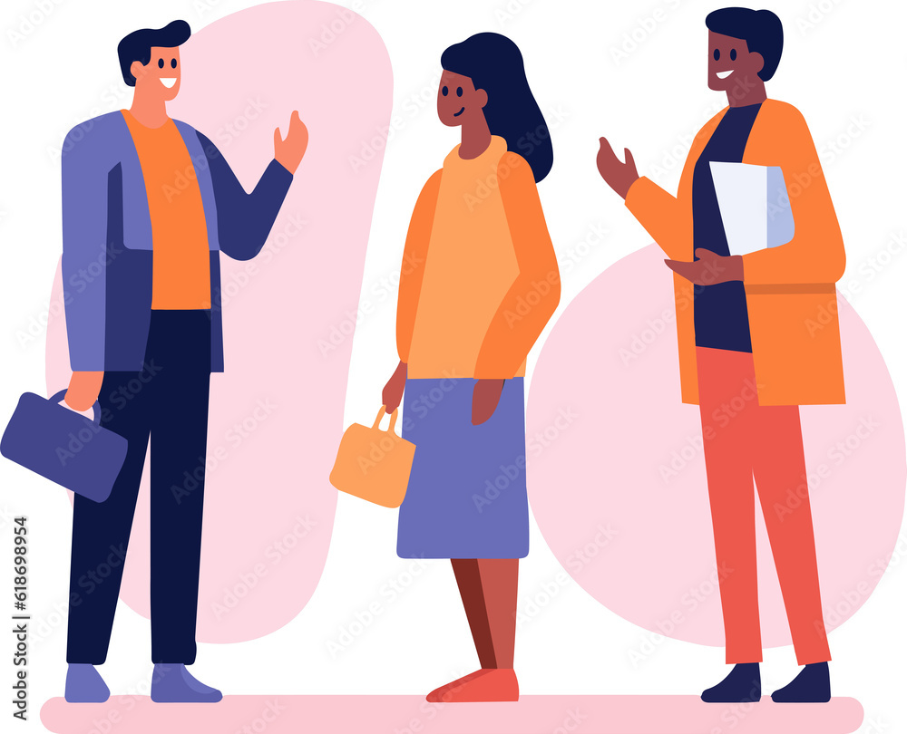 Hand Drawn group of friends talking in flat style Hand Drawn group of friends talking in flat style