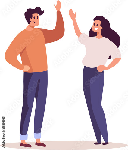 Hand Drawn group of friends talking in flat style