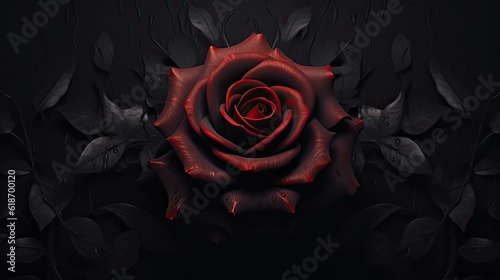 Beautiful dark rose close up generated ai