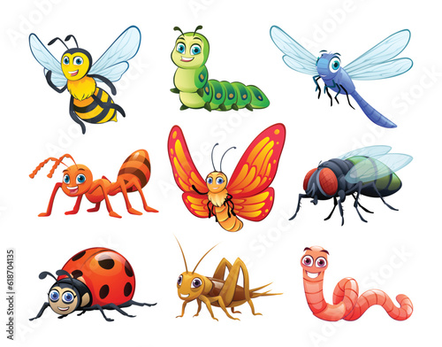Collection of insects in cartoon style © YG Studio