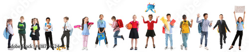 Set of cute schoolchildren ...