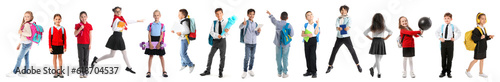 Set of many schoolchildren ...