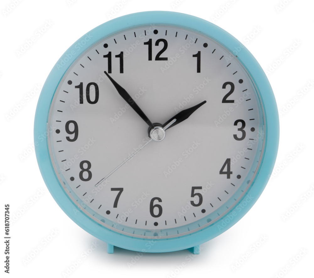 Blue alarm clock on white background Blue alarm clock on white background