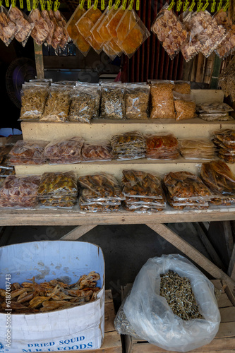 Dried fish and other seafood at Banica Seafood Market at Roxas City. photo