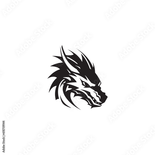 A black and white dragon head