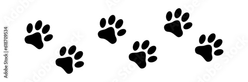 Dog paw icon set black icon vector
