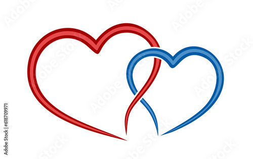 Symbol of the stylized red and blue hearts.
