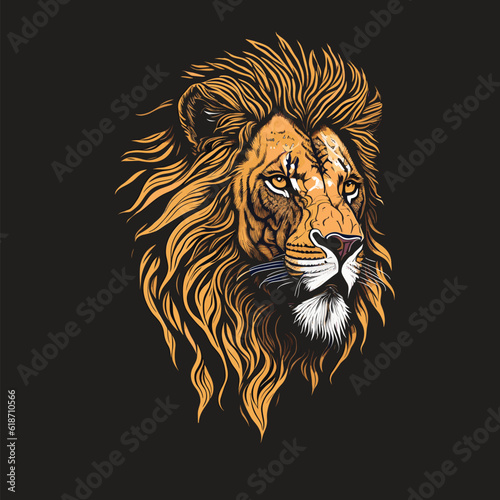 Lion head t-shirt printing design Illustration