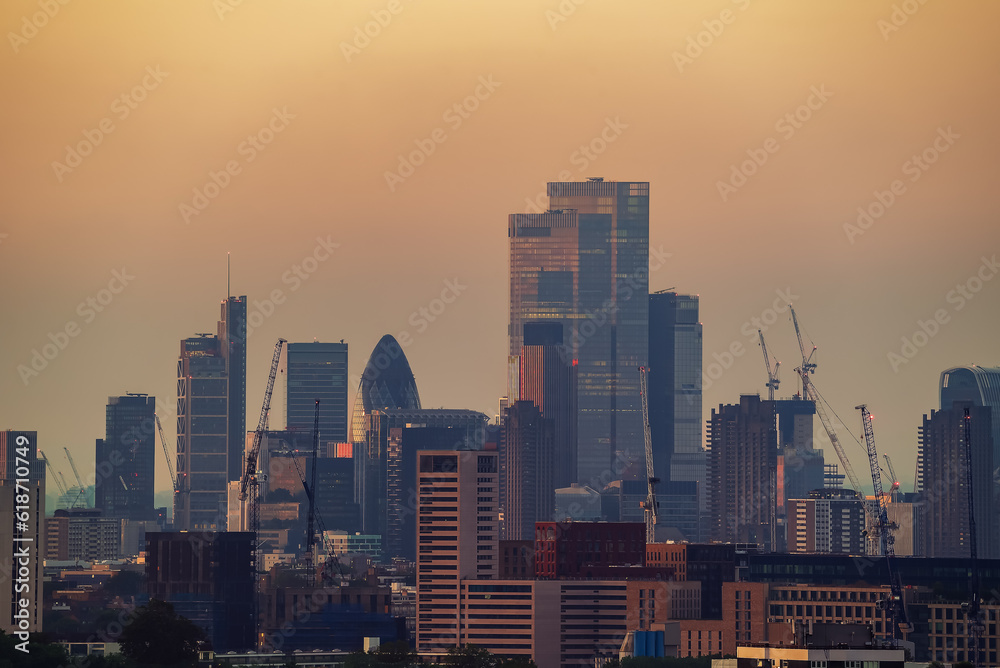 Amazing London city cityscapei n morning golden hour. This photo was taken from Parliement hill which is the highest point of the United Kingdom's Capital city.