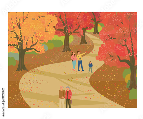 Áßã„ÅÆÈ¢®ÊôØ„ÄÄÁ¥ÖËëâ„ÇíÊ•Ω„Åó„ÇÄ‰∫∫„ÄÖ