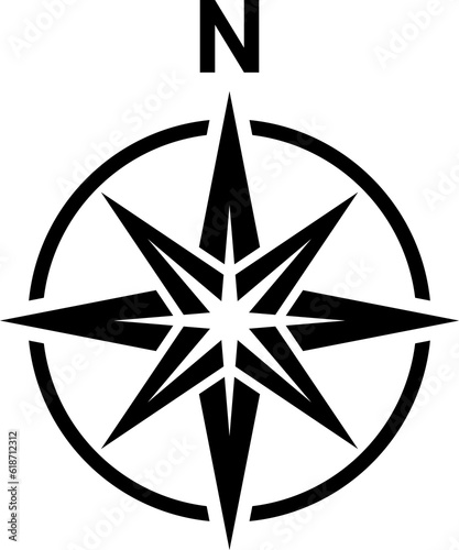Cuadro en lienzo Black north symbol. North sign.