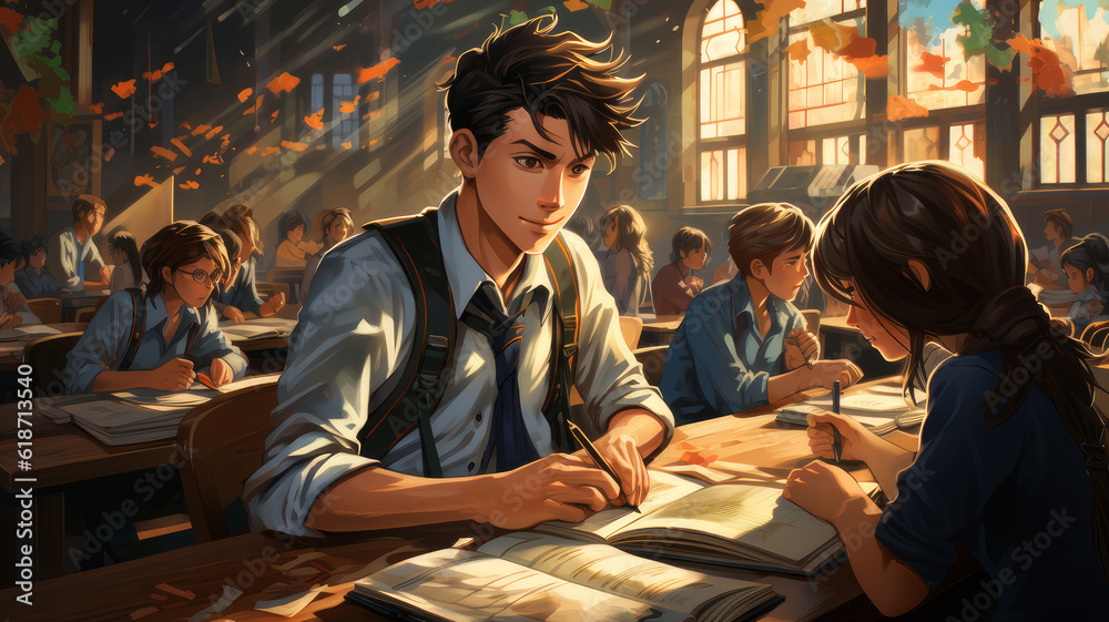 Obraz premium back to school .anime style