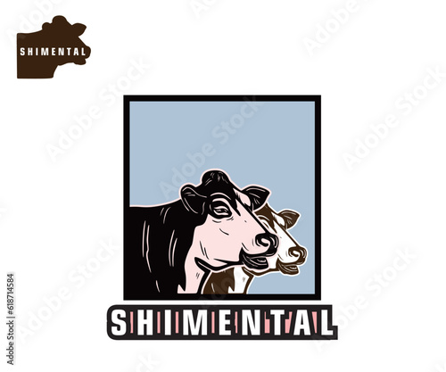 SIMMENTAL HEAD LOGO, silhouette of great cattle face vector illustrations