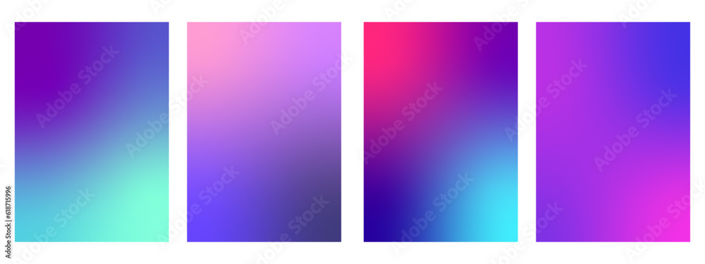 set of abstract gradient background space theme. Dynamic gradation purple, pink, blue color