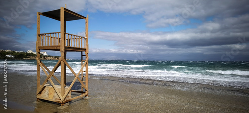 panoramic view of  Marikes beach in Greece at winter