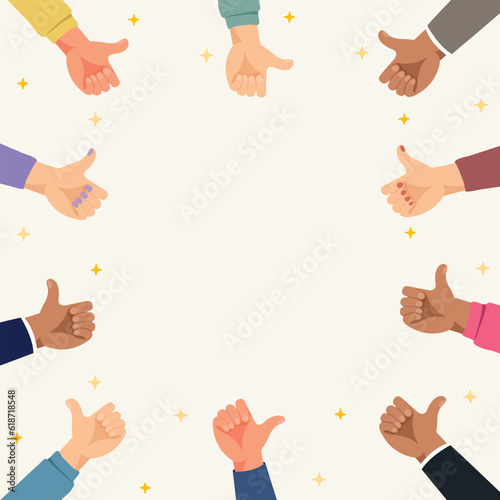 Frame of thumbs up design, template thumbs up gesture vector.