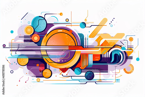 abstract colorful line illustration for financial or business theme, precise lines and contour background
