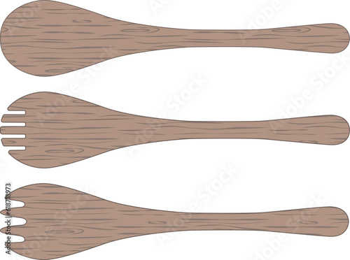木製サラダサーバーセットのイラスト