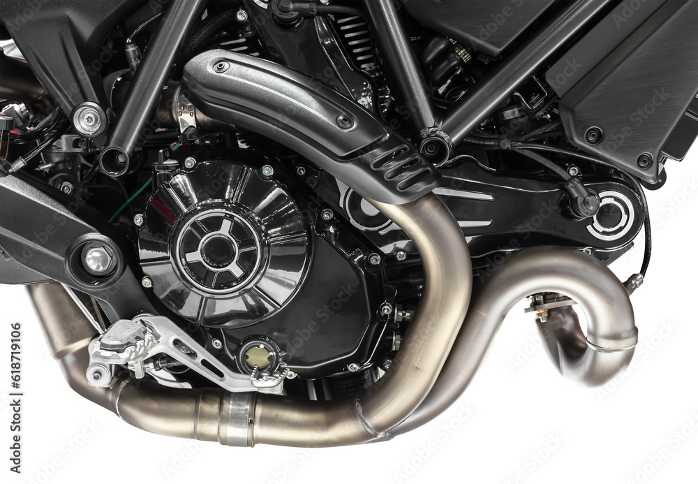Obraz premium Close up black v-twin motorcycle engine