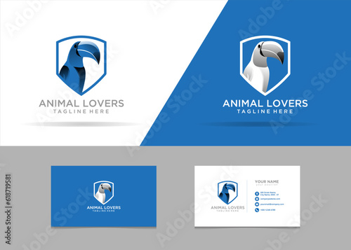 bird taucan blue logo, animal  wild, vector, graphic photo