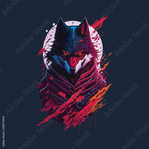 Vector wolf colorful illustration art
