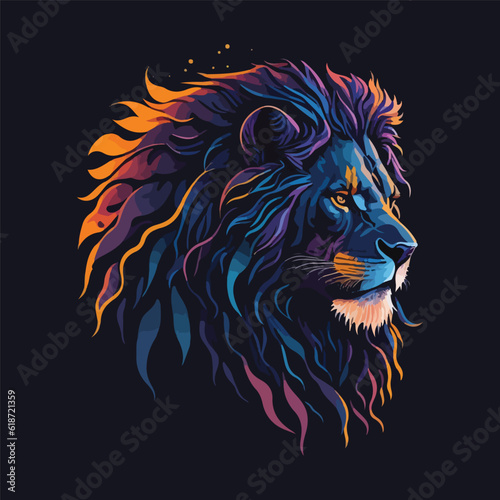 Vector lion colorful  illustration art
