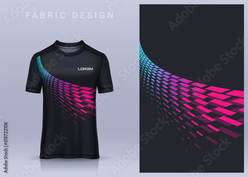 Fabric textile design for Sport t-shirt, Soccer jersey mockup for football club. uniform front view.