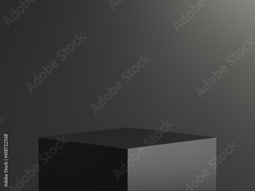 Mockup Black cube standy background © Prukpuksuk