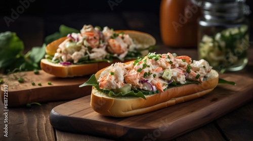 Lobster Rolls full of chunks of lobster meat and vegetables