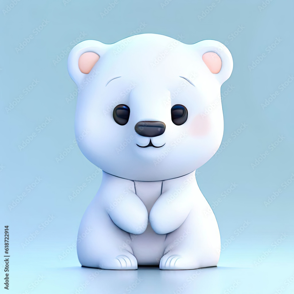Naklejka premium polar bear cub, 3D style.Generative AI design.