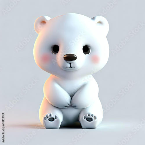 polar bear cub, 3D style.Generative AI design.