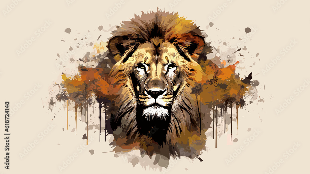 Lion head in abstract Illustration.