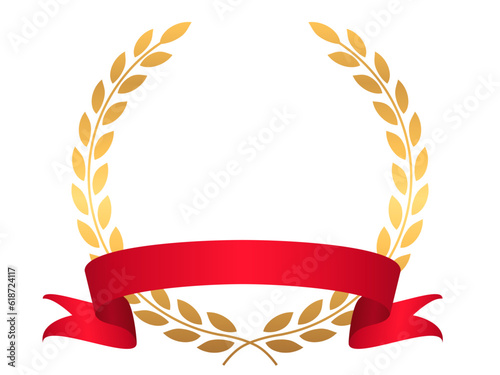 赤いリボンと金の月桂樹のフレーム