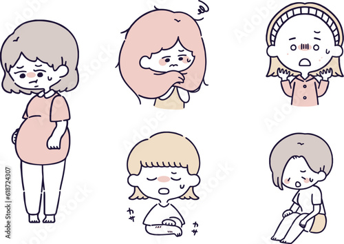 悩む女性セット