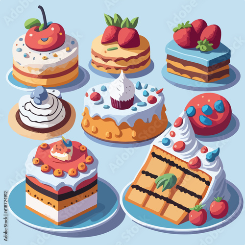 Colorful cake cartoon art design vector illustration. Seamless pattern. Sweet Treat Fantasy